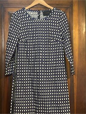 J.Crew Purple Black White  Geometric Print Shift Dress Size 4